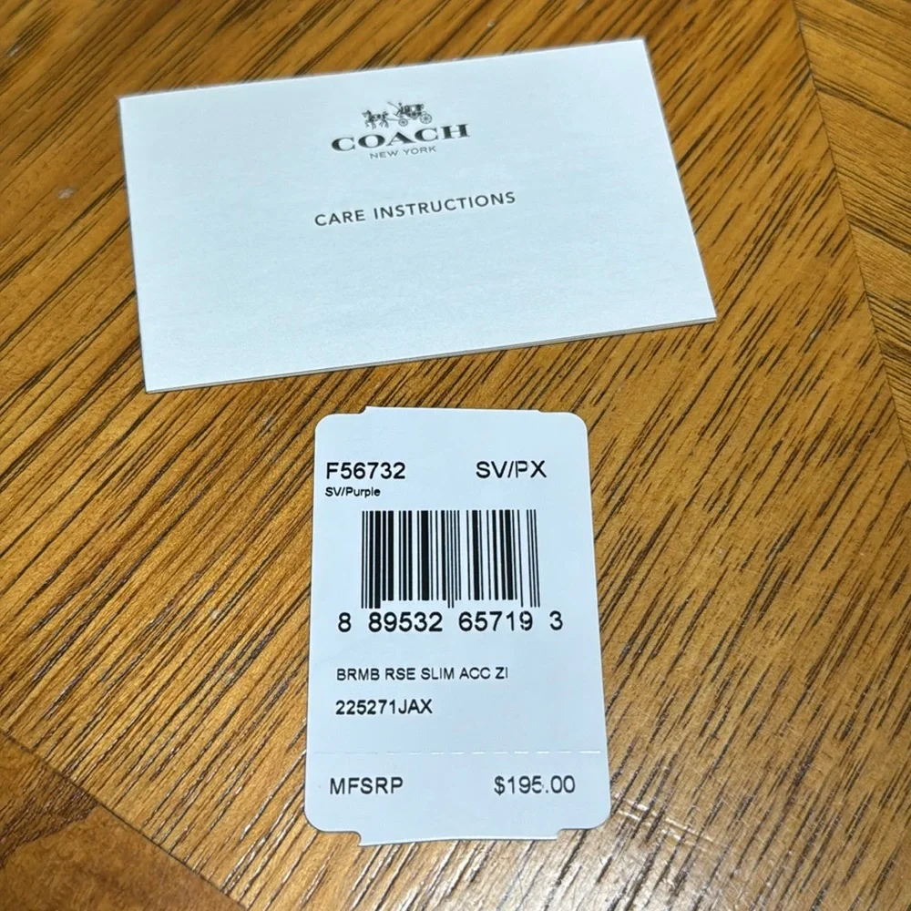 NWT COACH BRAMBLE ROSE SLIM ACCORDION ZIP WALLET